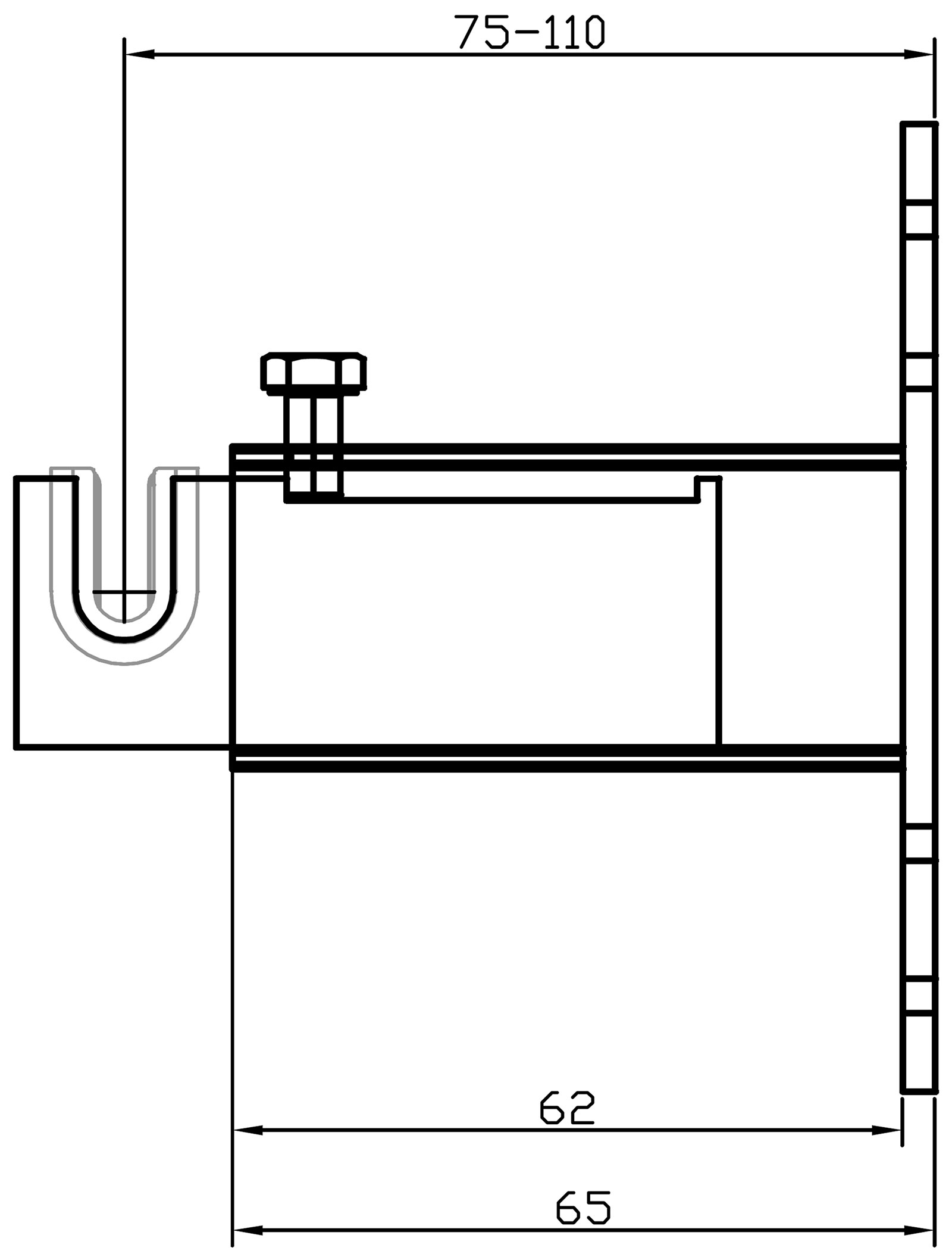 Metallhalterung W187 4-fach Wand-Mitte Einlagelasche 75-110 mm